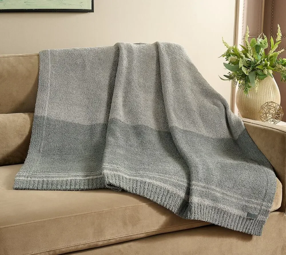 Barefoot Dreams CozyChic 45x60 Tri-Color Blanket Agave Green H499624